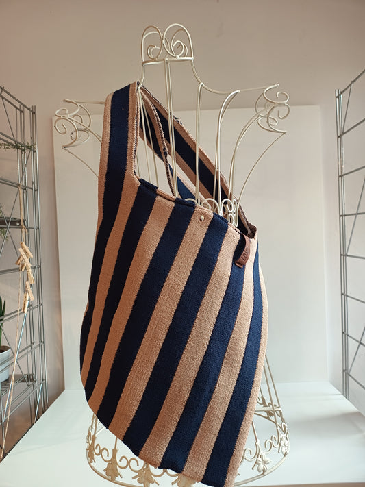 Tasche Lot 83 gestreift  Blau/Beige